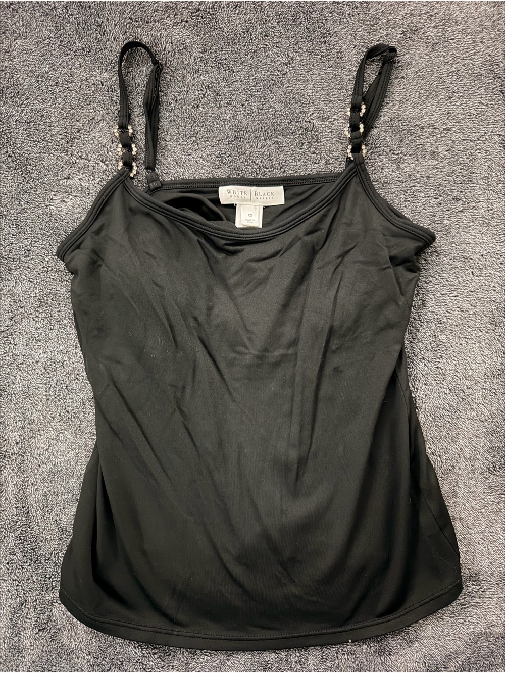 White House Black Market Black Camisole with Beaded Straps